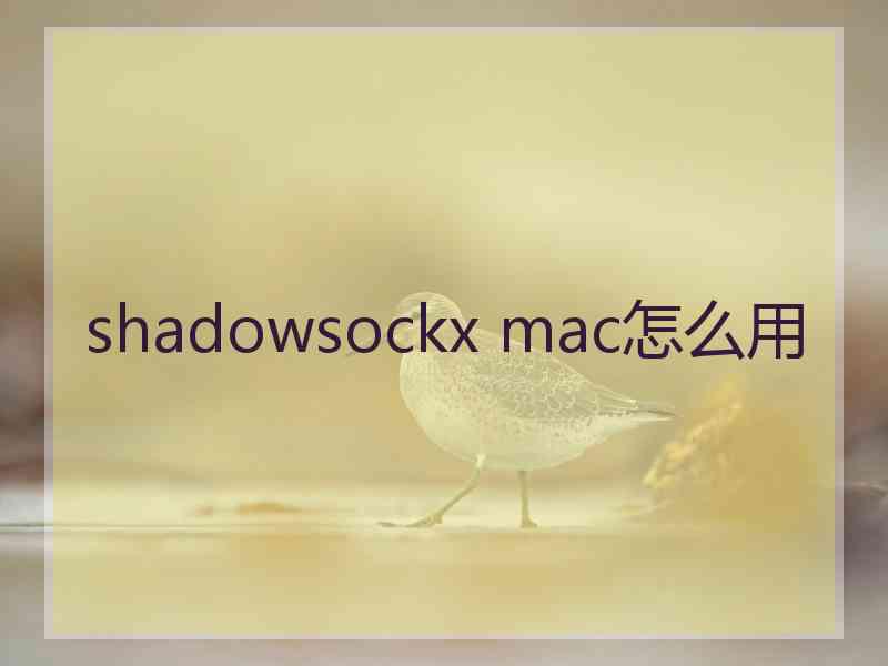 shadowsockx mac怎么用