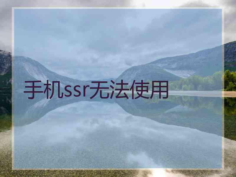 手机ssr无法使用