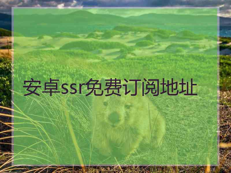 安卓ssr免费订阅地址