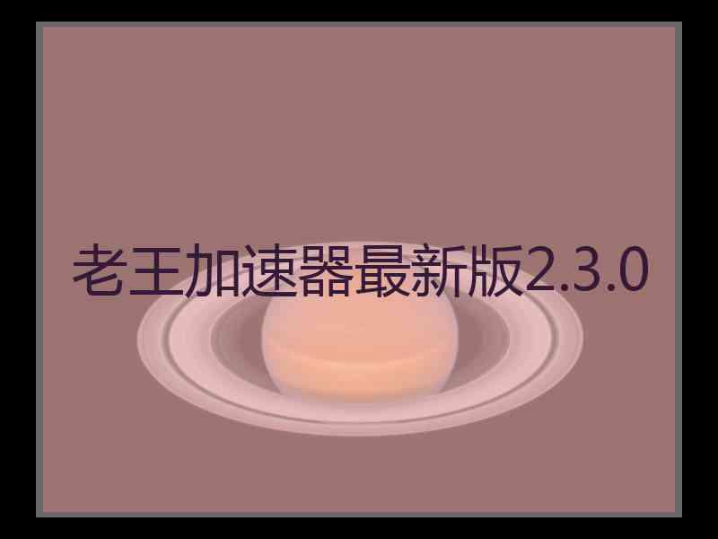 老王加速器最新版2.3.0