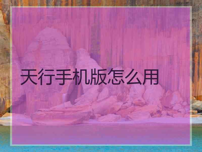 天行手机版怎么用