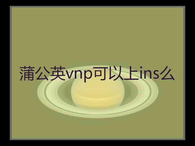 蒲公英vnp可以上ins么