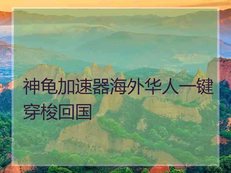 神龟加速器海外华人一键穿梭回国